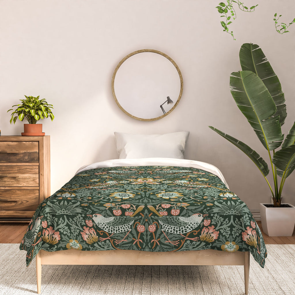 DENY Designs Strawberry Thief Green Comforter