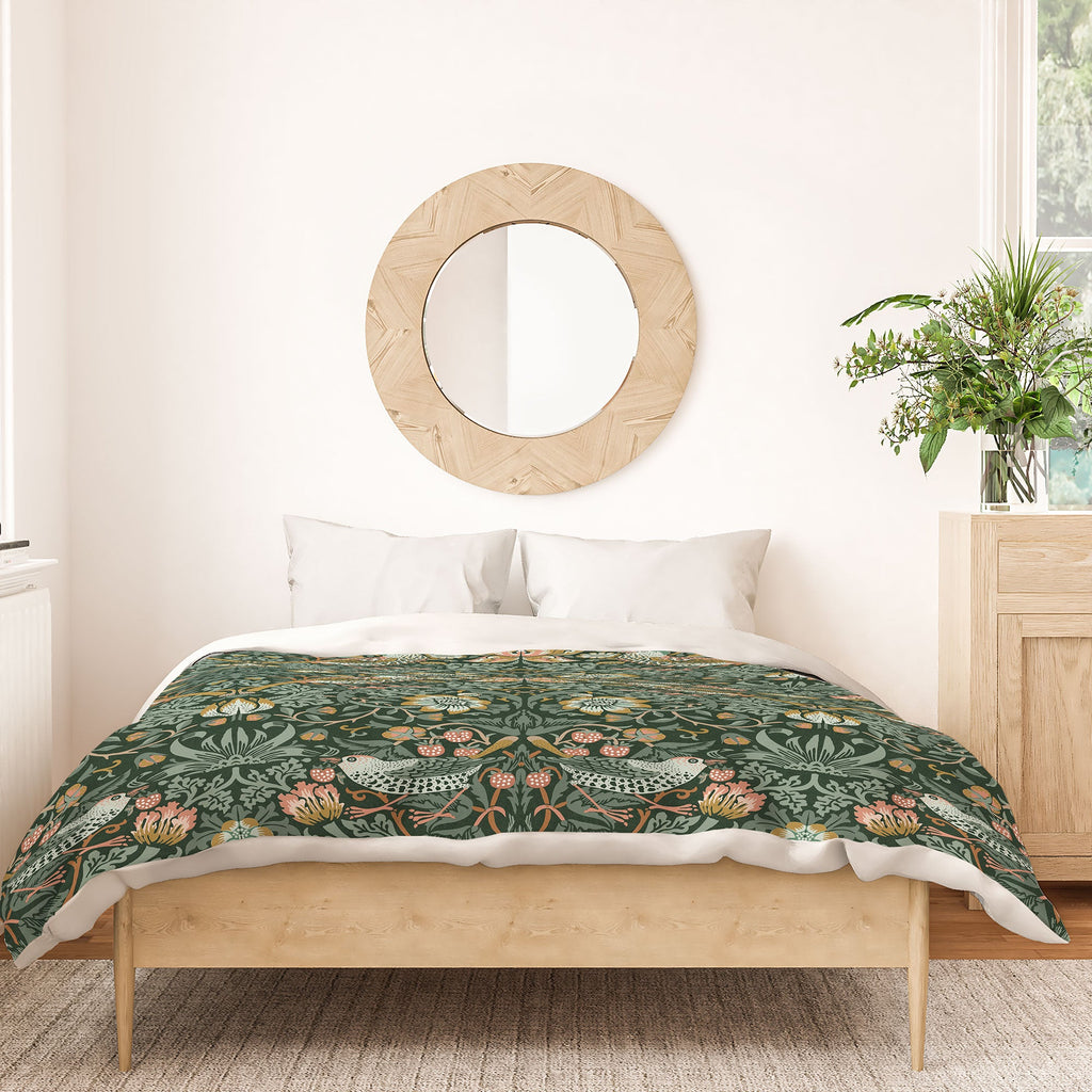 DENY Designs Strawberry Thief Green Duvet Cover