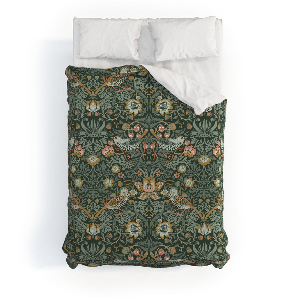 DENY Designs Strawberry Thief Green Duvet Cover
