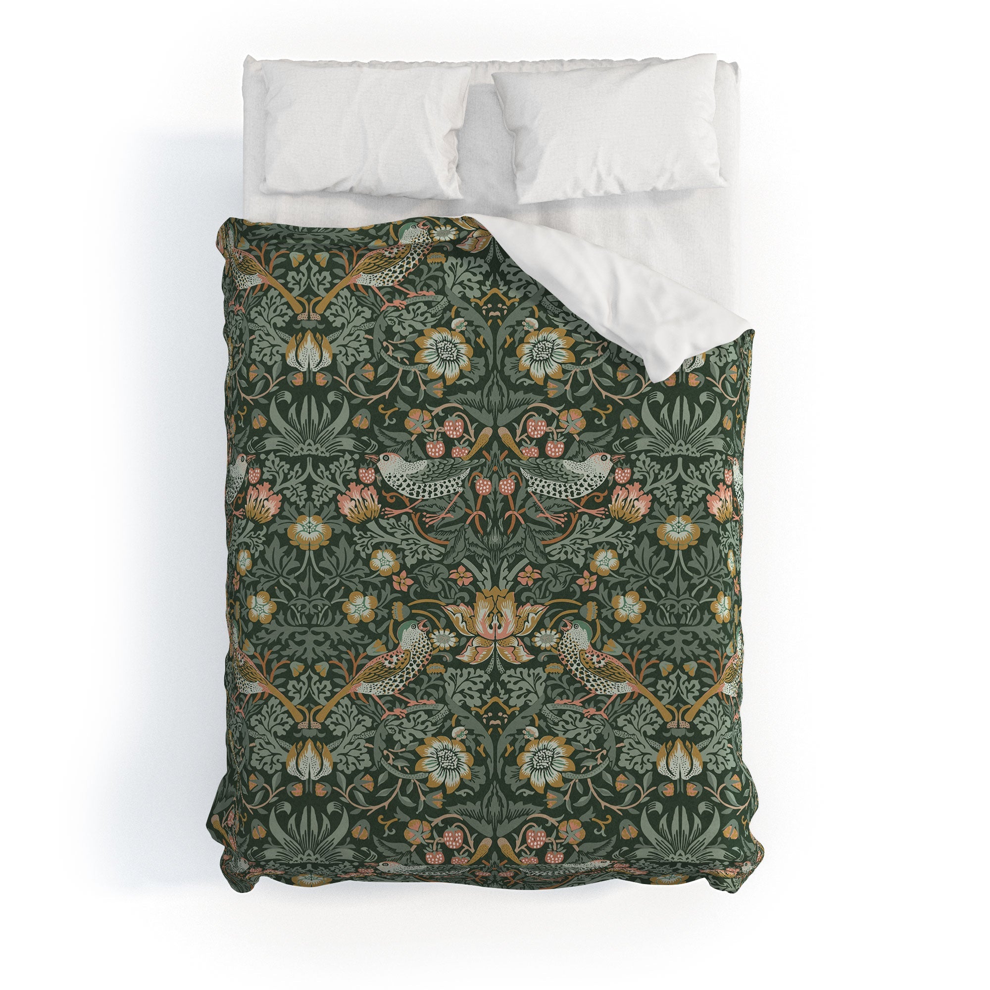 DENY Designs Strawberry Thief Green Duvet Cover