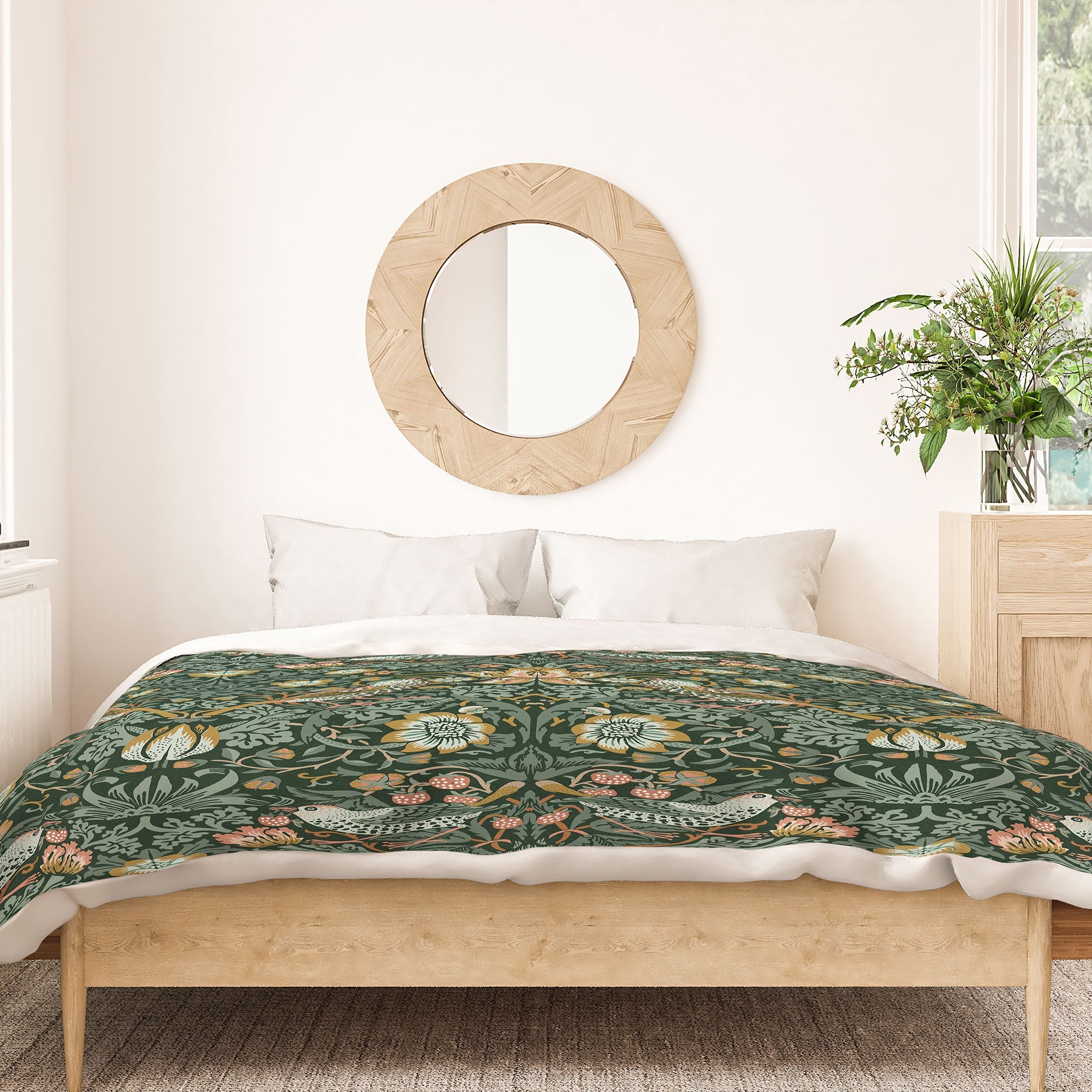 DENY Designs Strawberry Thief Green Duvet Cover
