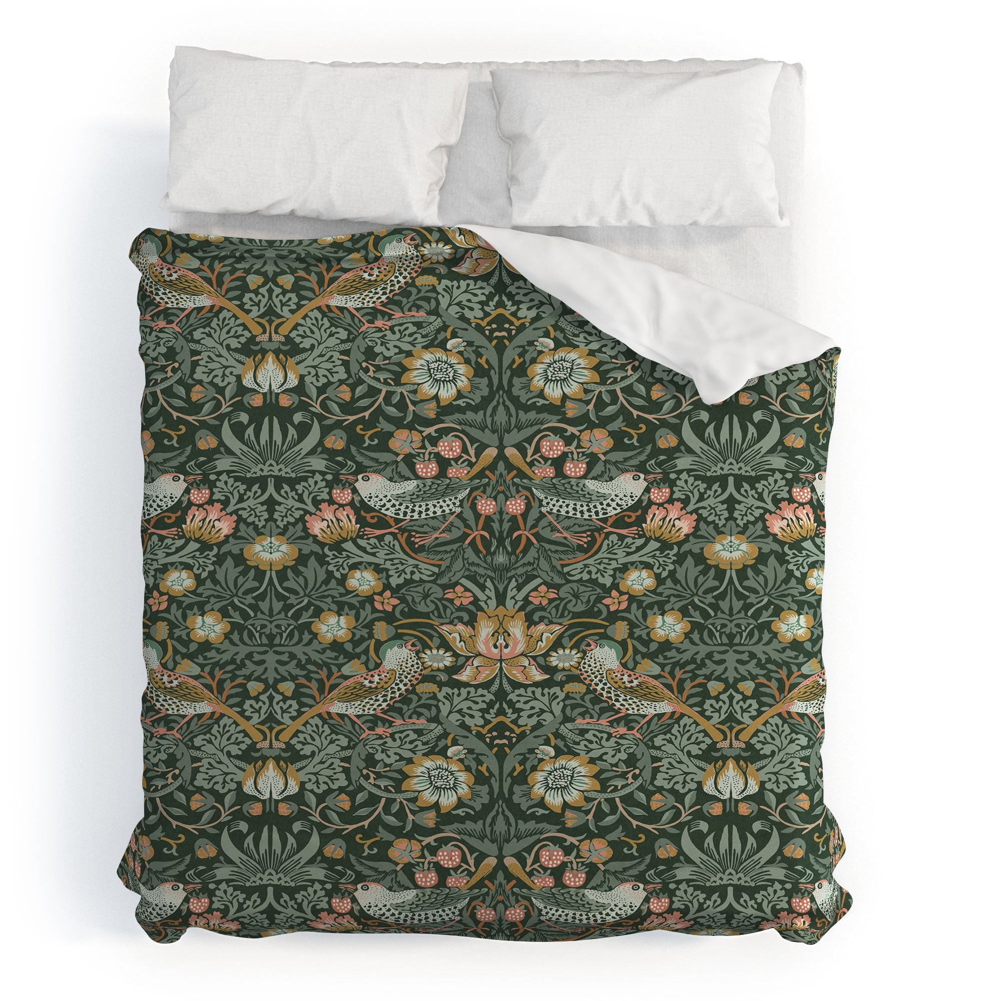 DENY Designs Strawberry Thief Green Duvet Cover