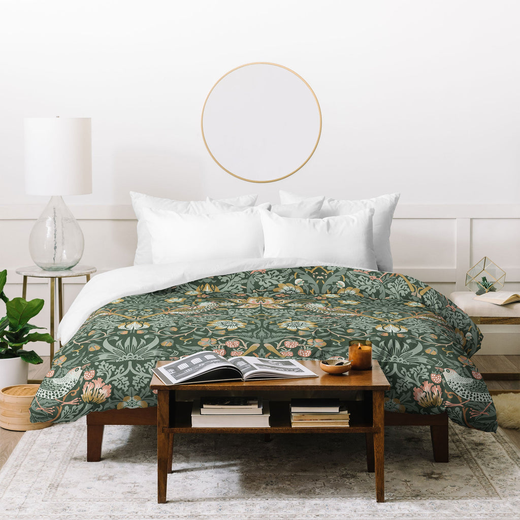 DENY Designs Strawberry Thief Green Duvet Cover