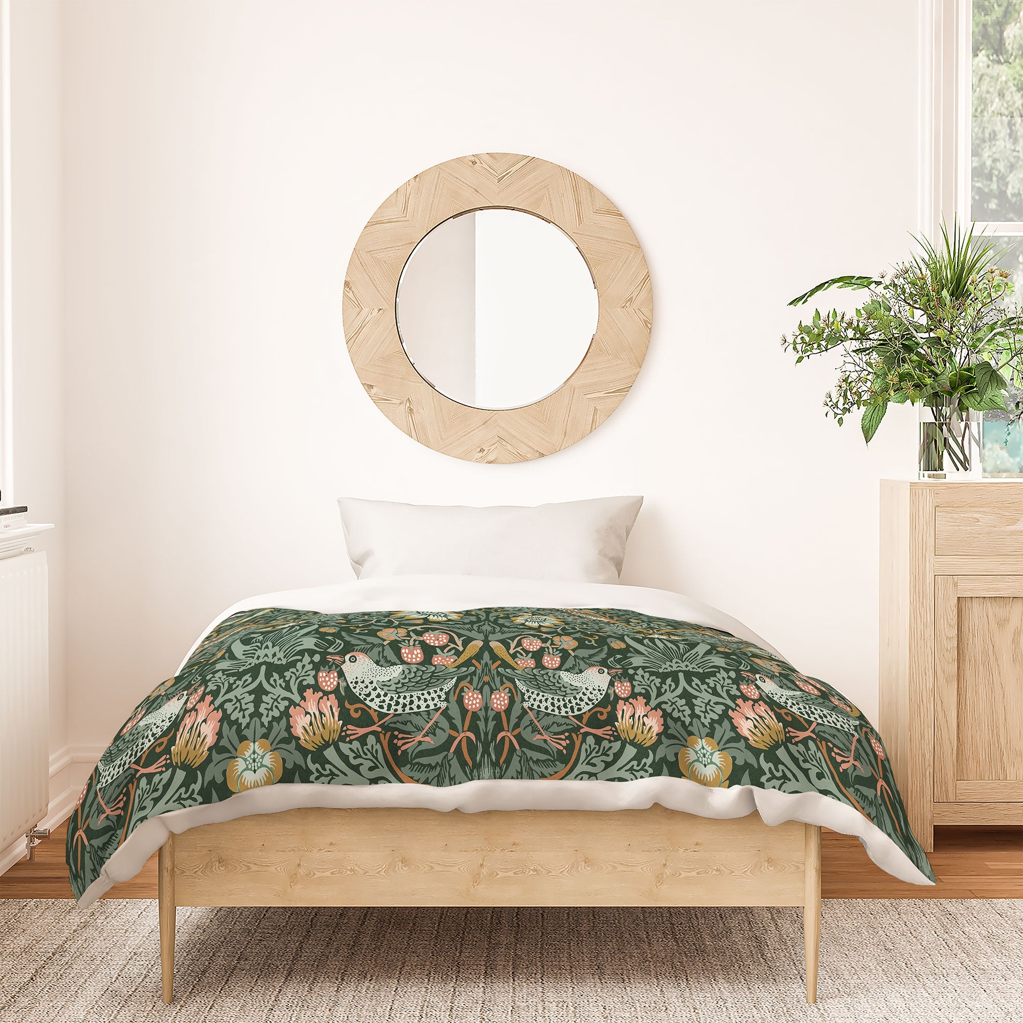 DENY Designs Strawberry Thief Green Duvet Cover