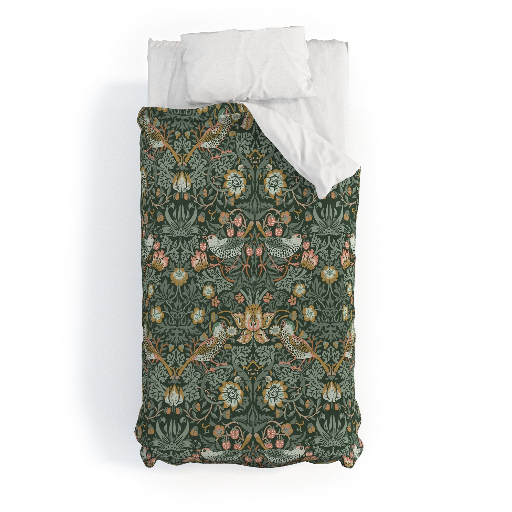DENY Designs Strawberry Thief Green Duvet Cover