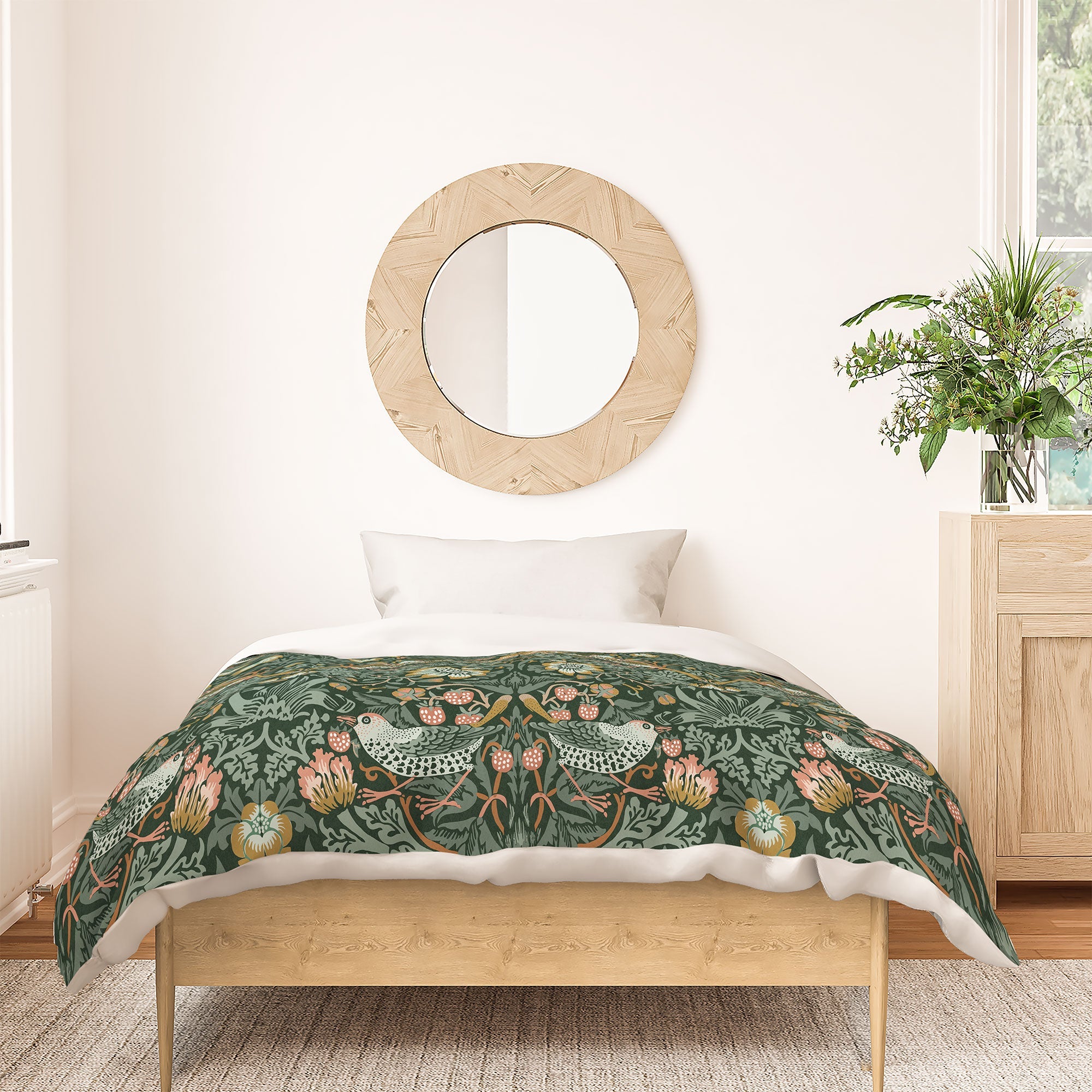 DENY Designs Strawberry Thief Green Duvet Cover