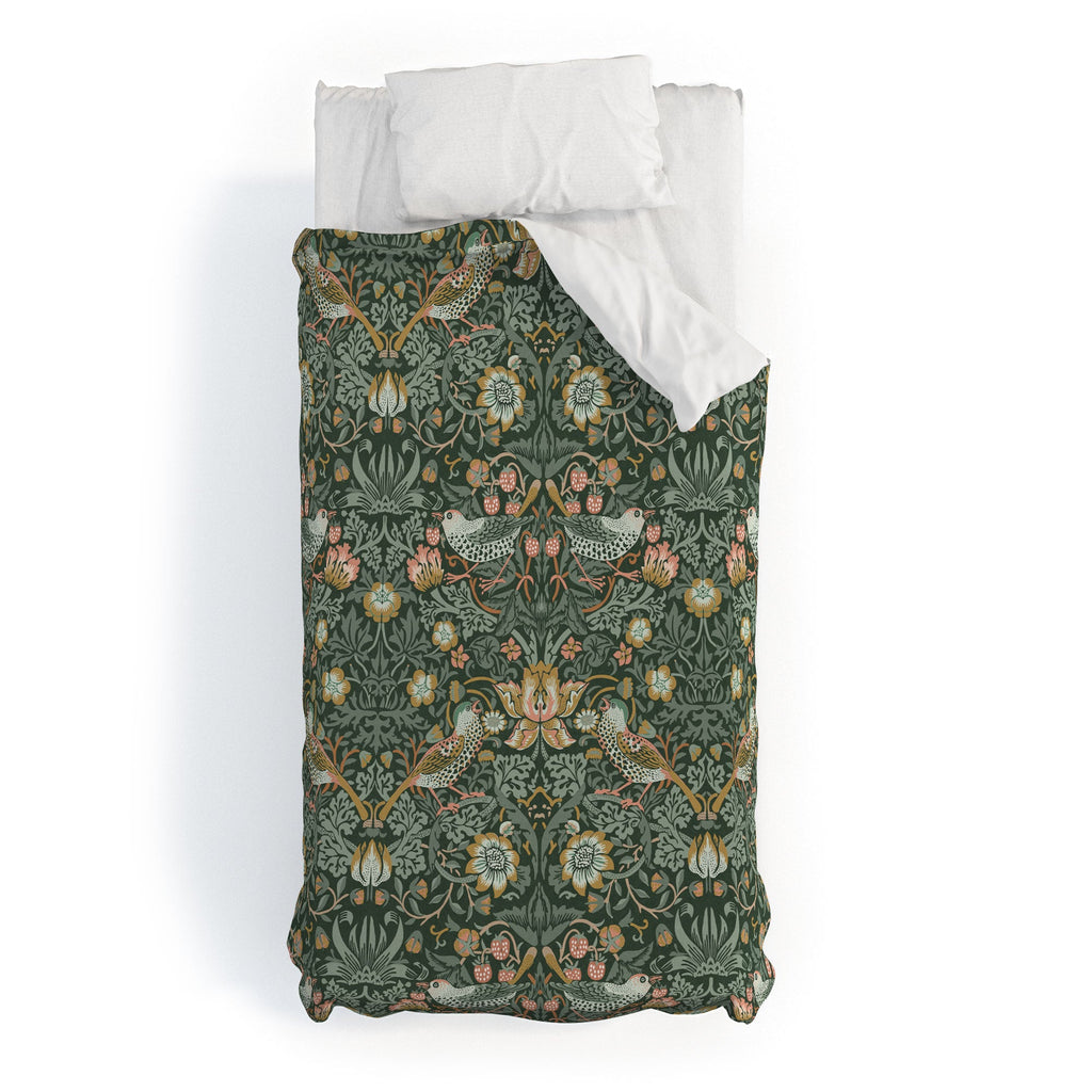 DENY Designs Strawberry Thief Green Duvet Cover
