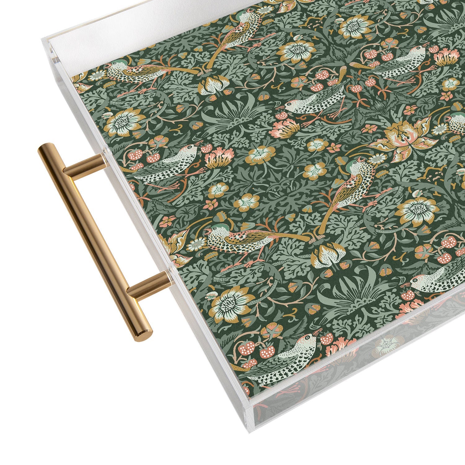 DENY Designs Strawberry Thief Green Acrylic Tray