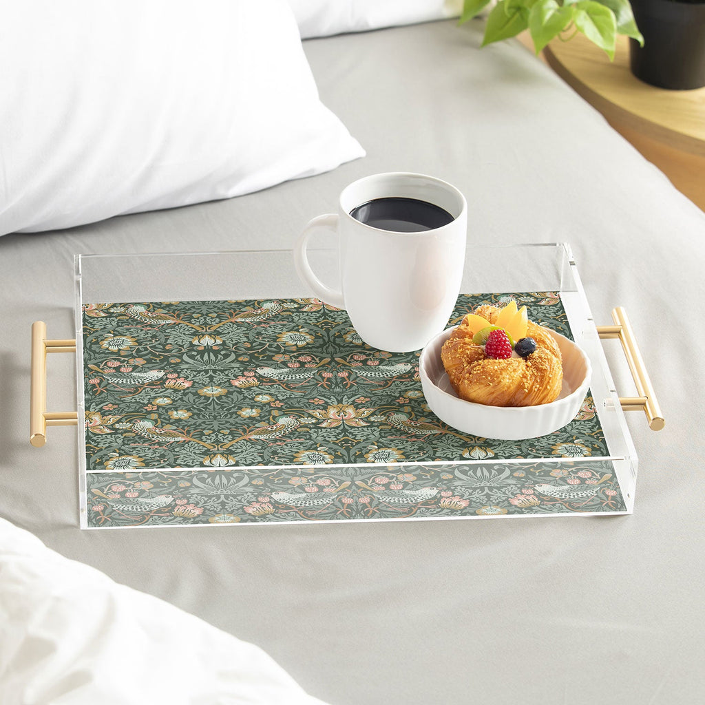 DENY Designs Strawberry Thief Green Acrylic Tray