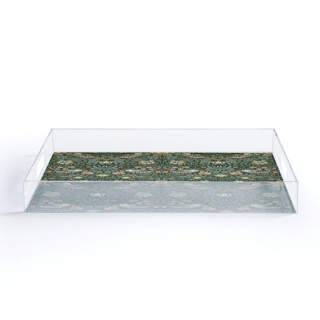 DENY Designs Strawberry Thief Green Acrylic Tray