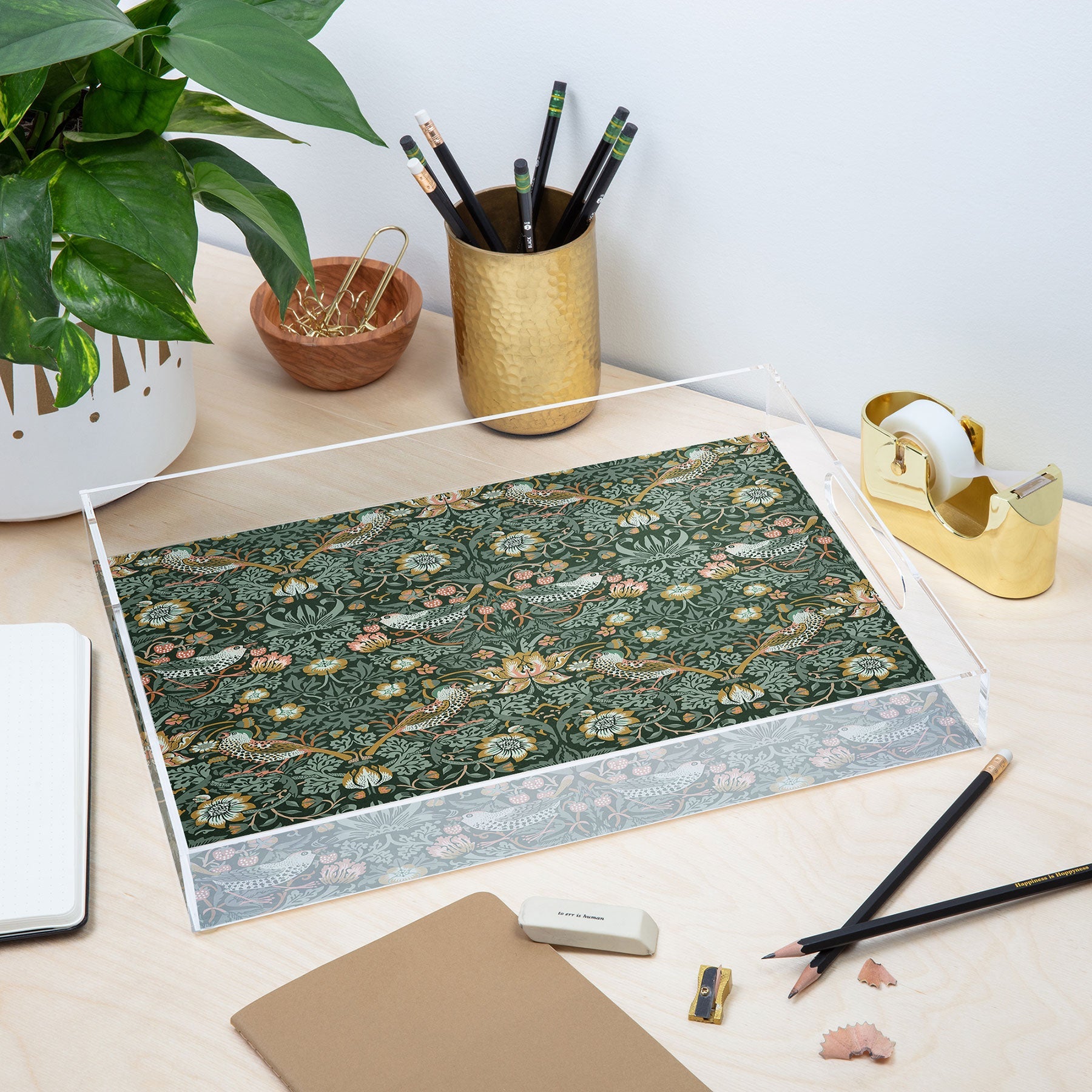 DENY Designs Strawberry Thief Green Acrylic Tray