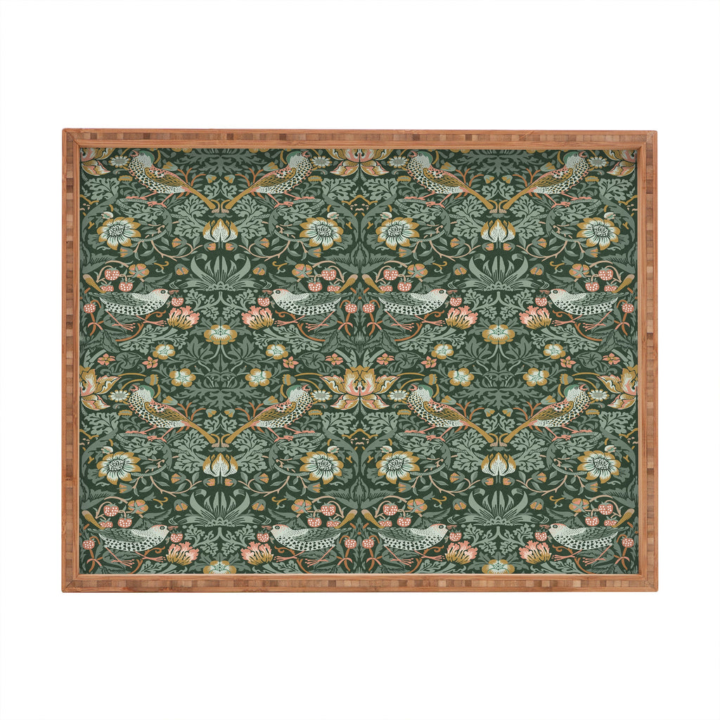 DENY Designs Strawberry Thief Green Rectangular Tray