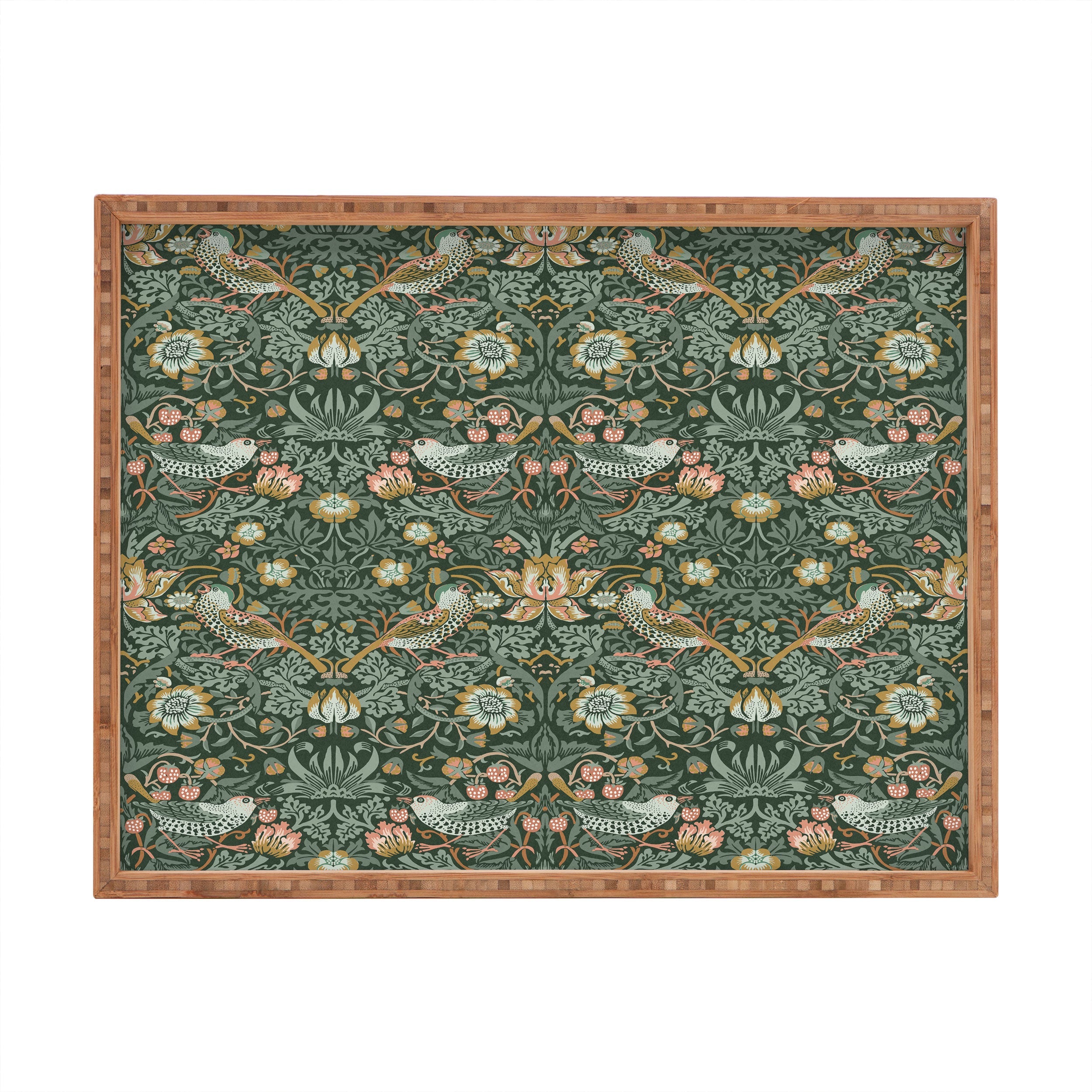 DENY Designs Strawberry Thief Green Rectangular Tray