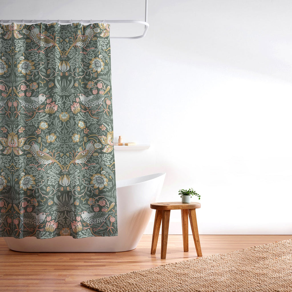 DENY Designs Strawberry Thief Green Shower Curtain