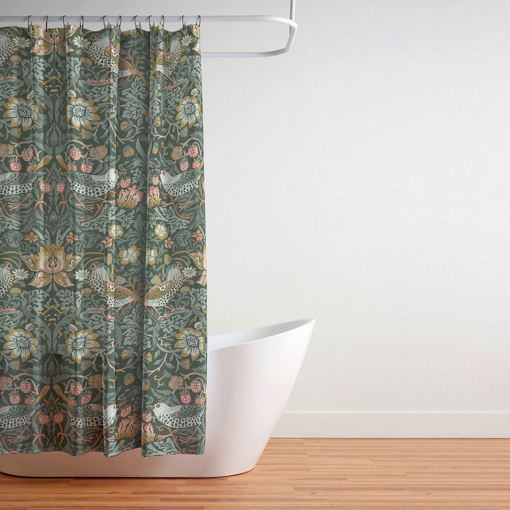 DENY Designs Strawberry Thief Green Shower Curtain