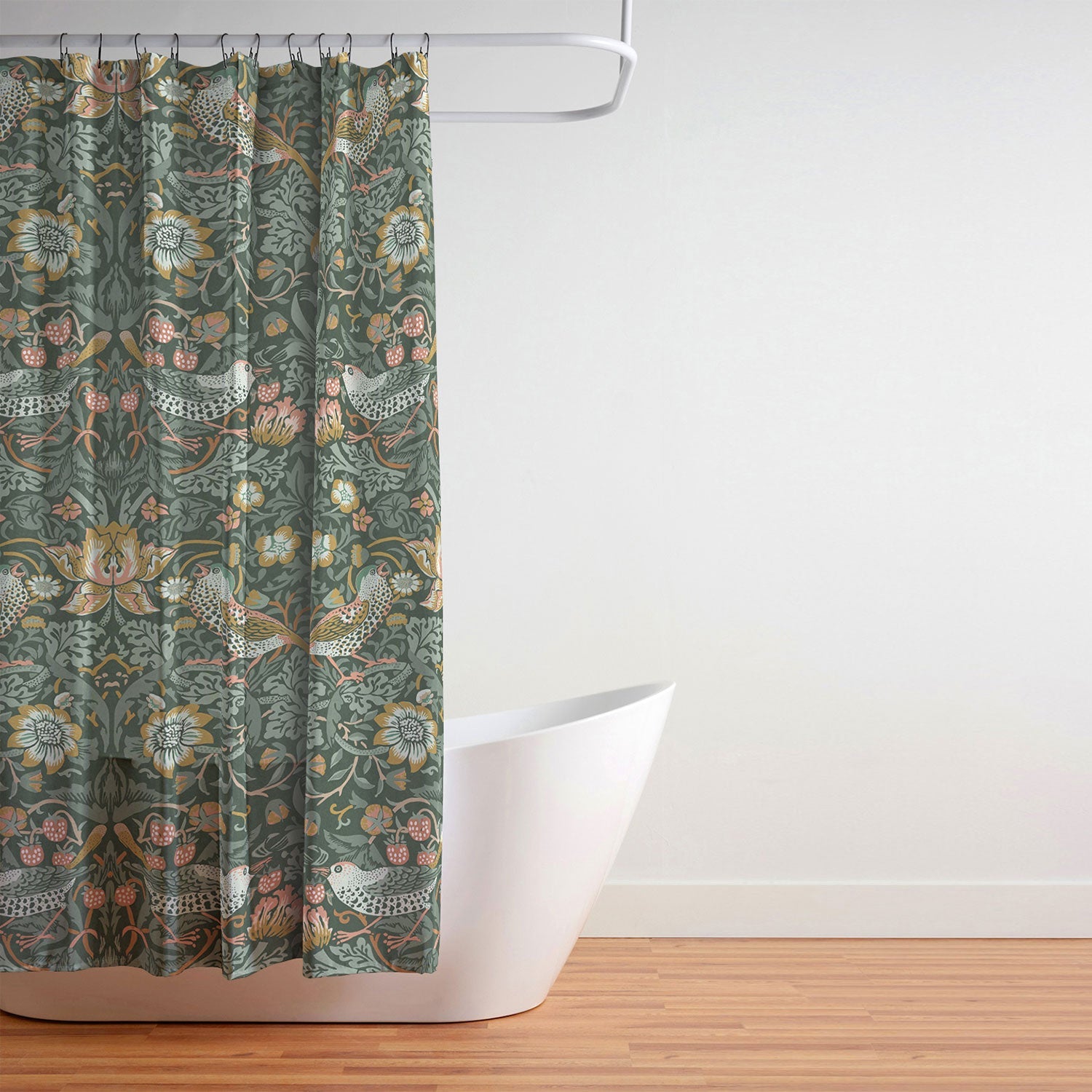 DENY Designs Strawberry Thief Green Shower Curtain