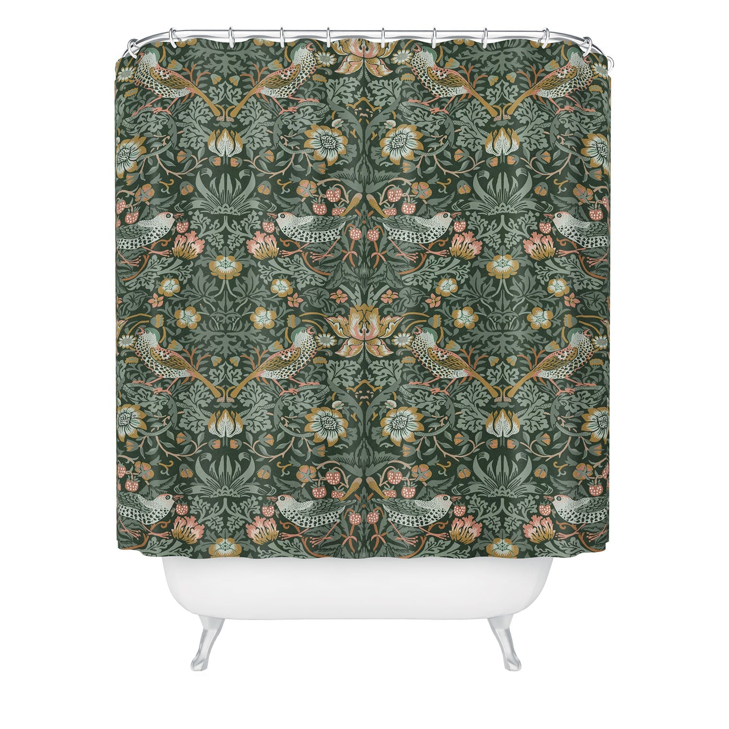 DENY Designs Strawberry Thief Green Shower Curtain