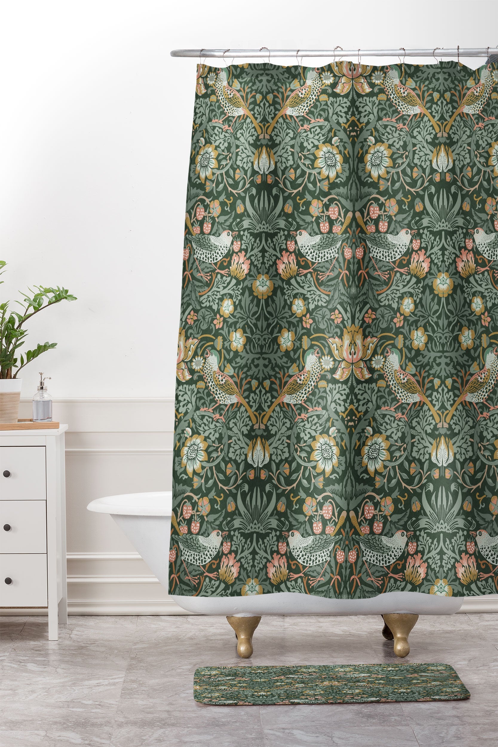 DENY Designs Strawberry Thief Green Memory Foam Bath Mat