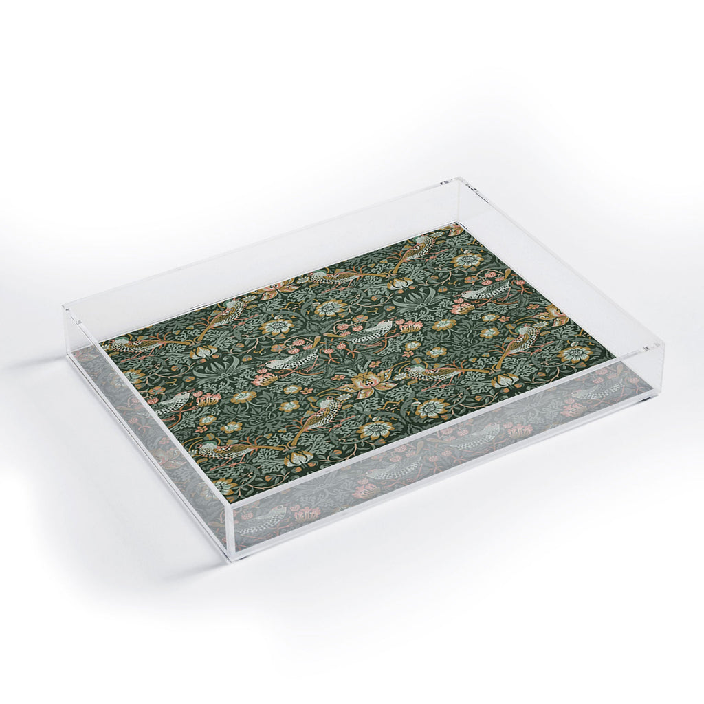 DENY Designs Strawberry Thief Green Acrylic Tray