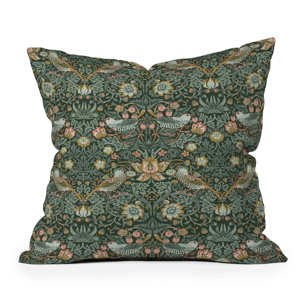DENY Designs Strawberry Thief Green Outdoor Throw Pillow