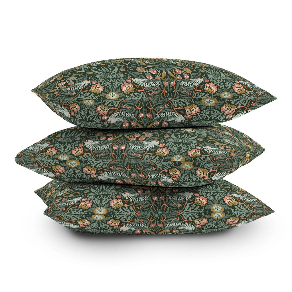 DENY Designs Strawberry Thief Green Outdoor Throw Pillow