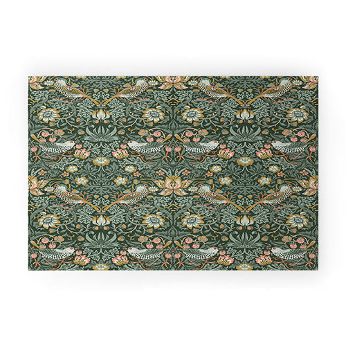 DENY Designs Strawberry Thief Green Welcome Mat