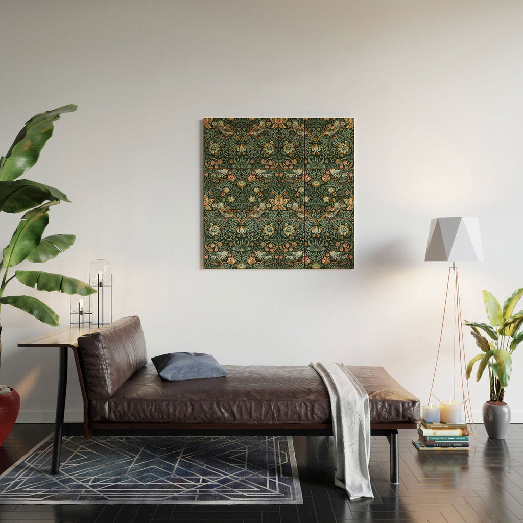 DENY Designs Strawberry Thief Green Wood Wall Mural