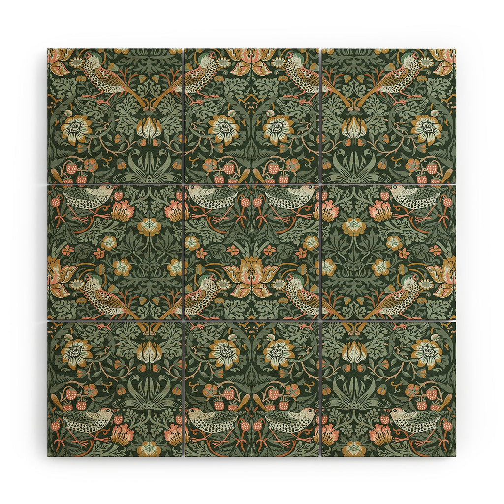 DENY Designs Strawberry Thief Green Wood Wall Mural
