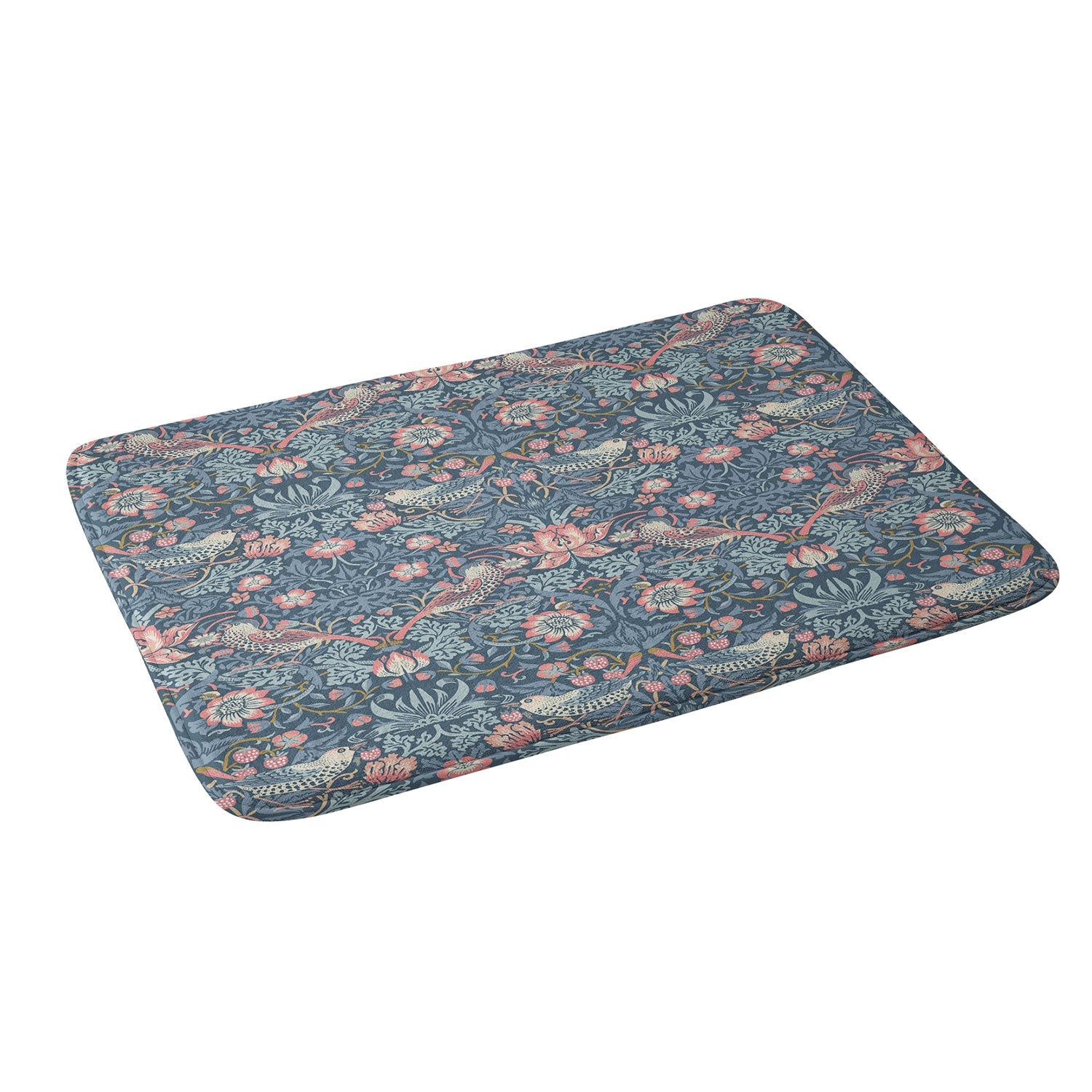 DENY Designs Strawberry Thief Navy Pink Memory Foam Bath Mat