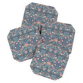 DENY Designs Strawberry Thief Navy Pink Coaster Set