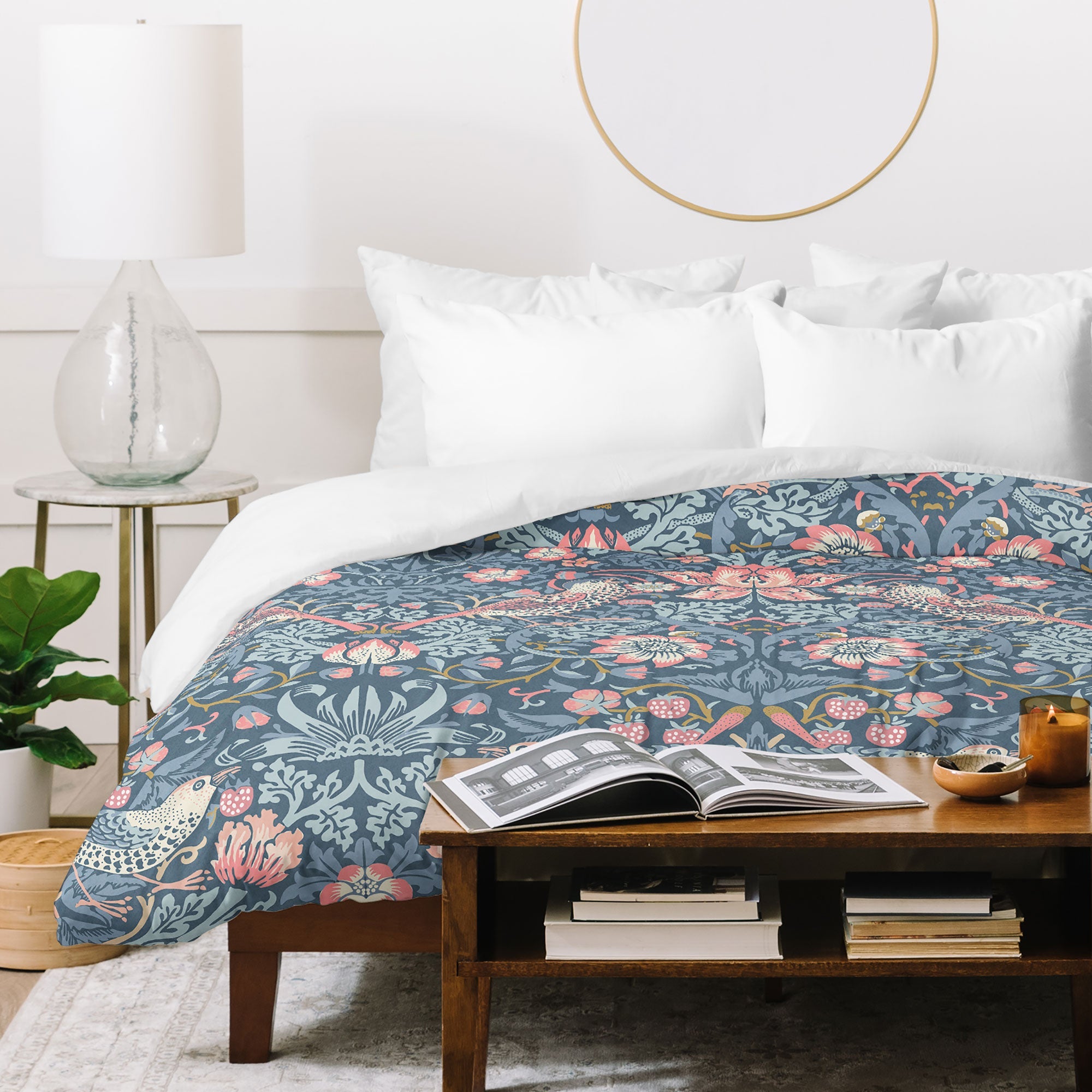 DENY Designs Strawberry Thief Navy Pink Duvet Cover