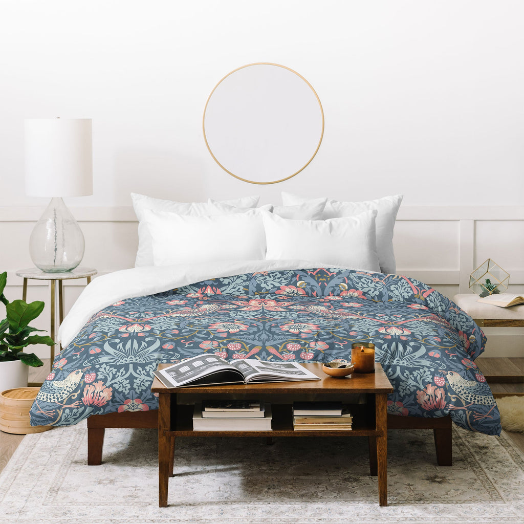 DENY Designs Strawberry Thief Navy Pink Duvet Cover
