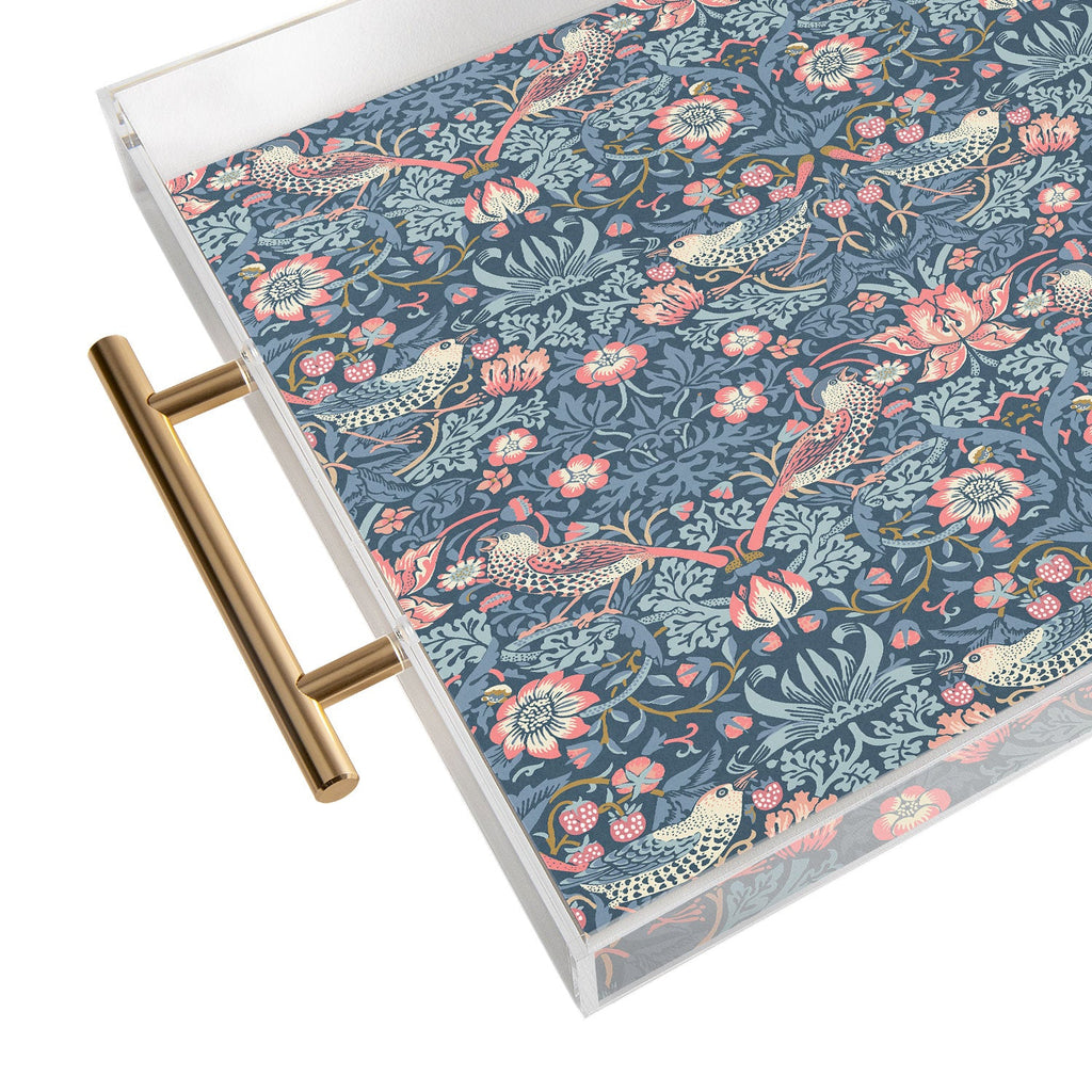 DENY Designs Strawberry Thief Navy Pink Acrylic Tray