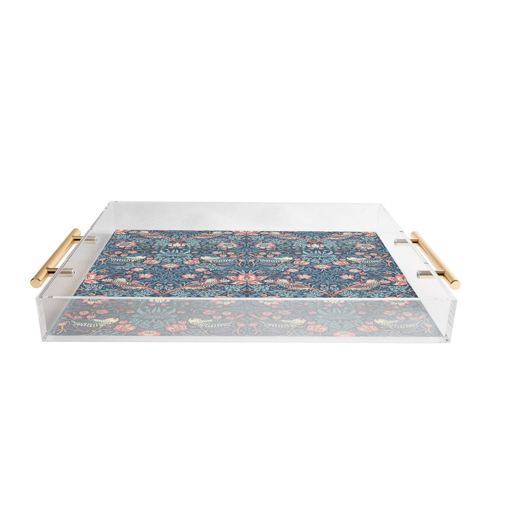 DENY Designs Strawberry Thief Navy Pink Acrylic Tray