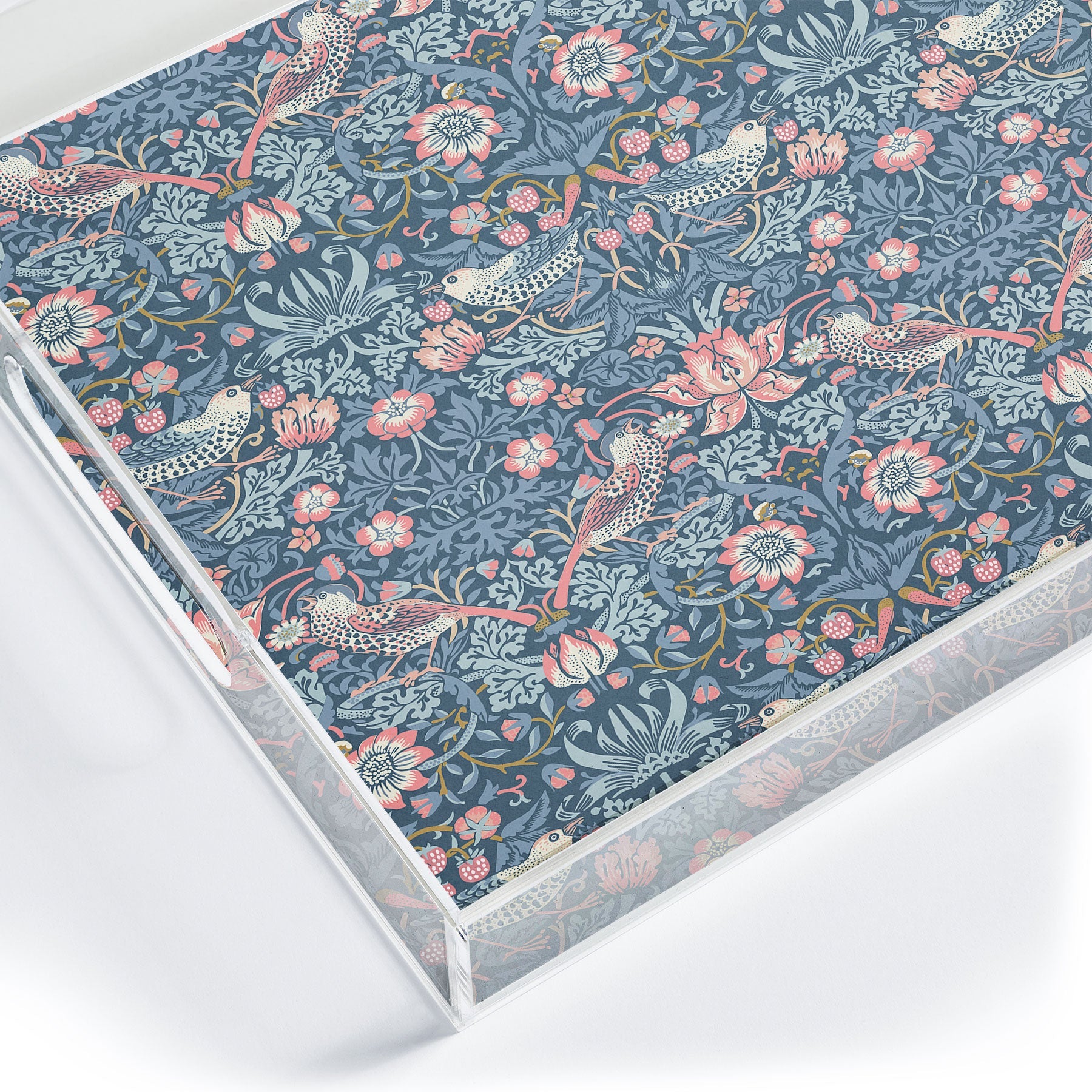 DENY Designs Strawberry Thief Navy Pink Acrylic Tray