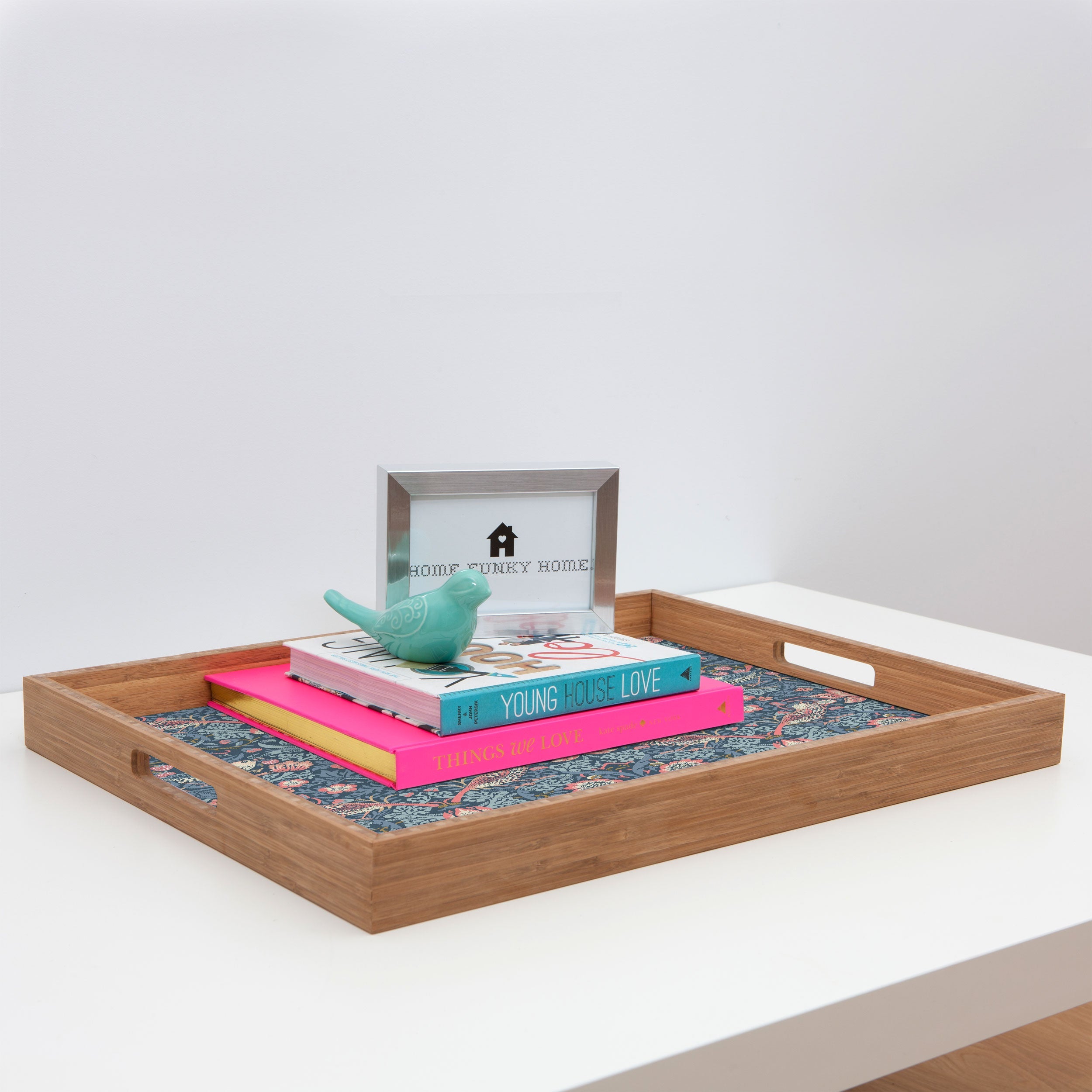DENY Designs Strawberry Thief Navy Pink Rectangular Tray