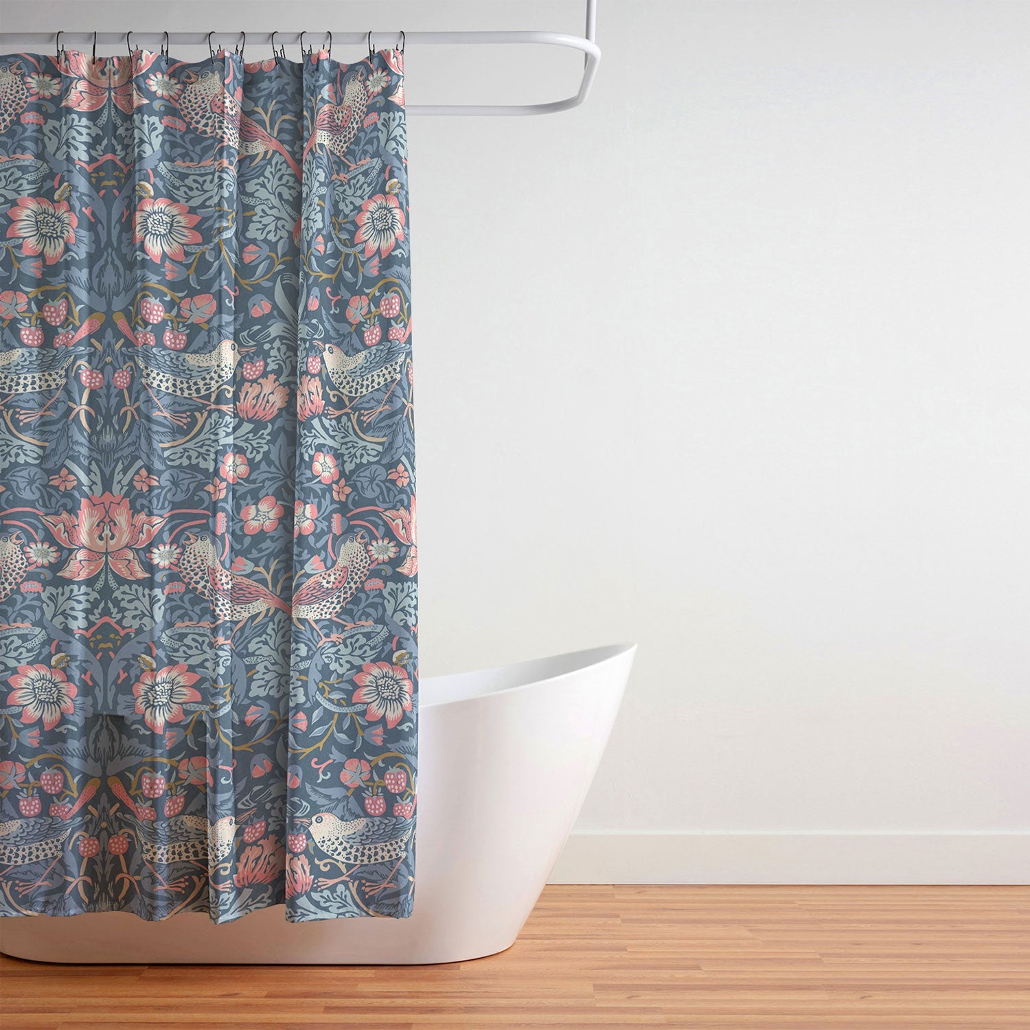 DENY Designs Strawberry Thief Navy Pink Shower Curtain