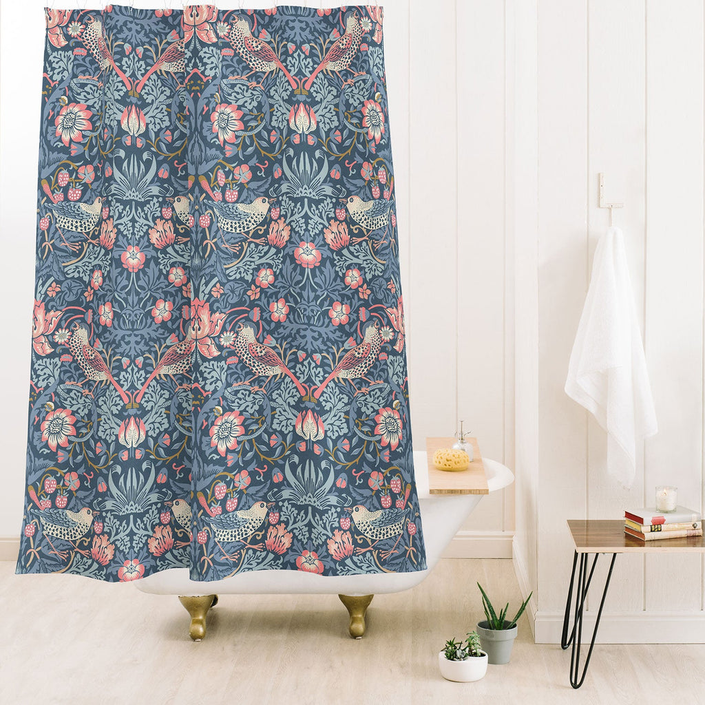 DENY Designs Strawberry Thief Navy Pink Shower Curtain
