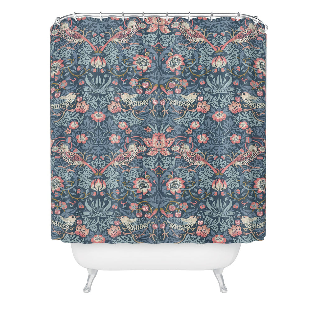 DENY Designs Strawberry Thief Navy Pink Shower Curtain