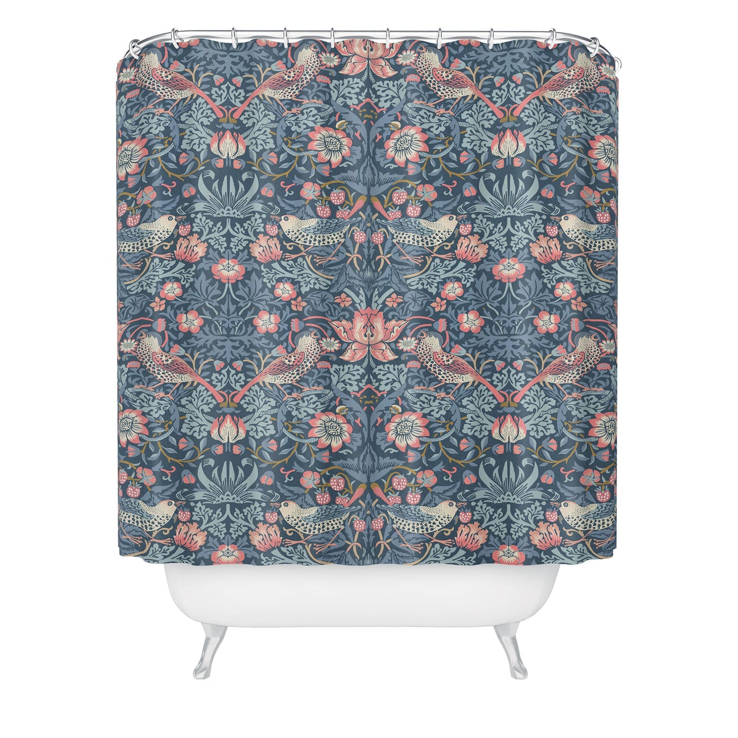 DENY Designs Strawberry Thief Navy Pink Shower Curtain