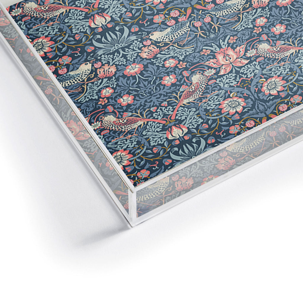DENY Designs Strawberry Thief Navy Pink Acrylic Tray