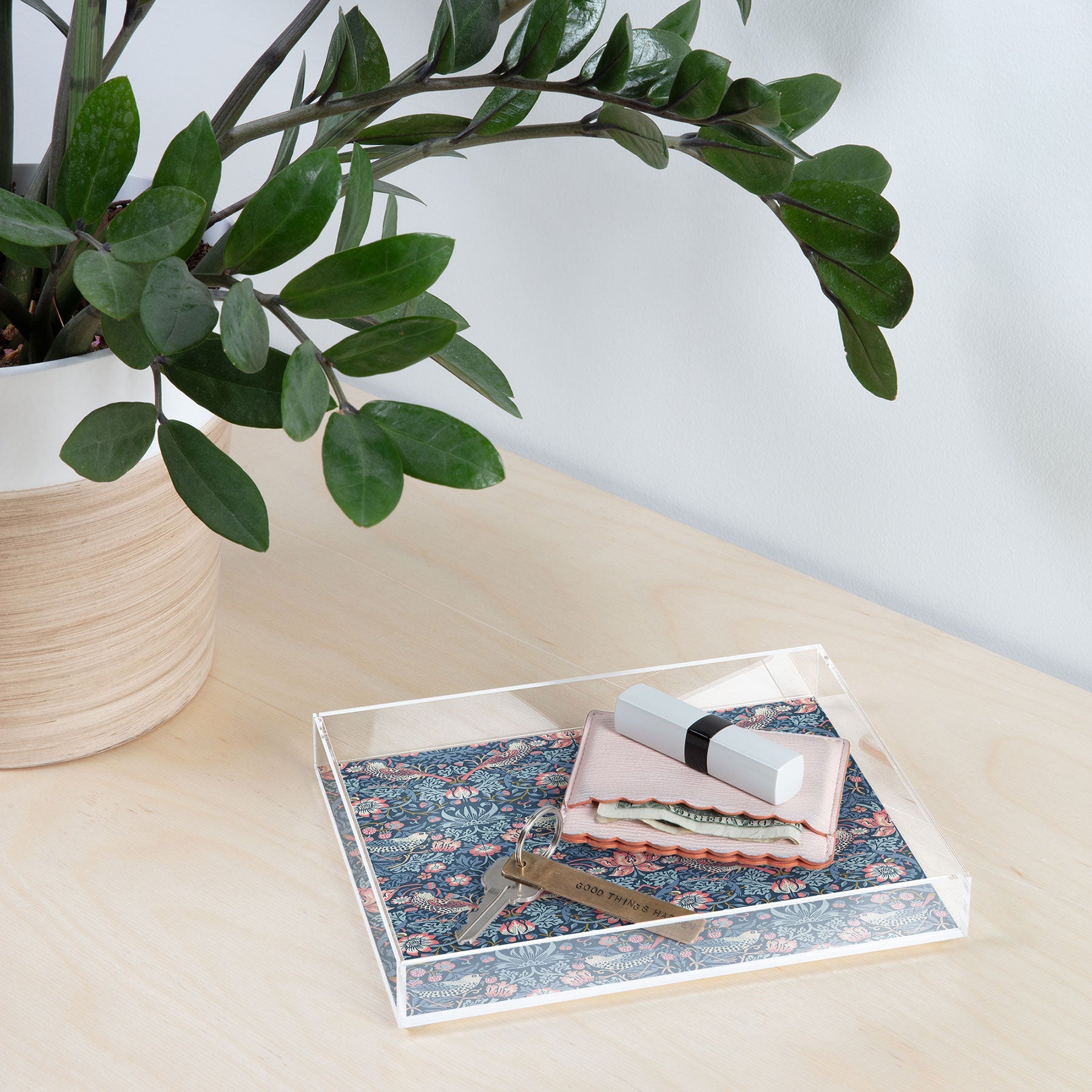 DENY Designs Strawberry Thief Navy Pink Acrylic Tray