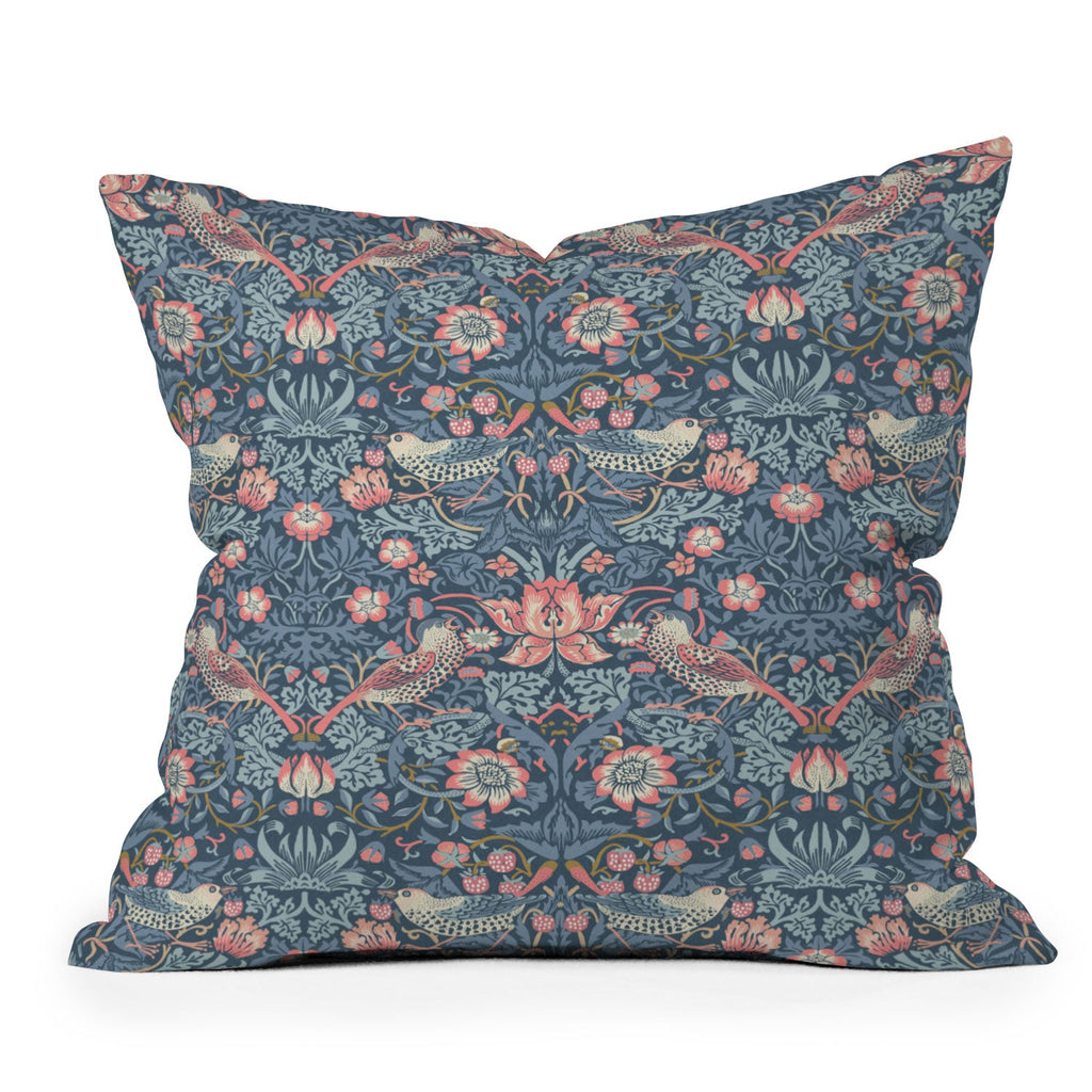 DENY Designs Strawberry Thief Navy Pink Throw Pillow