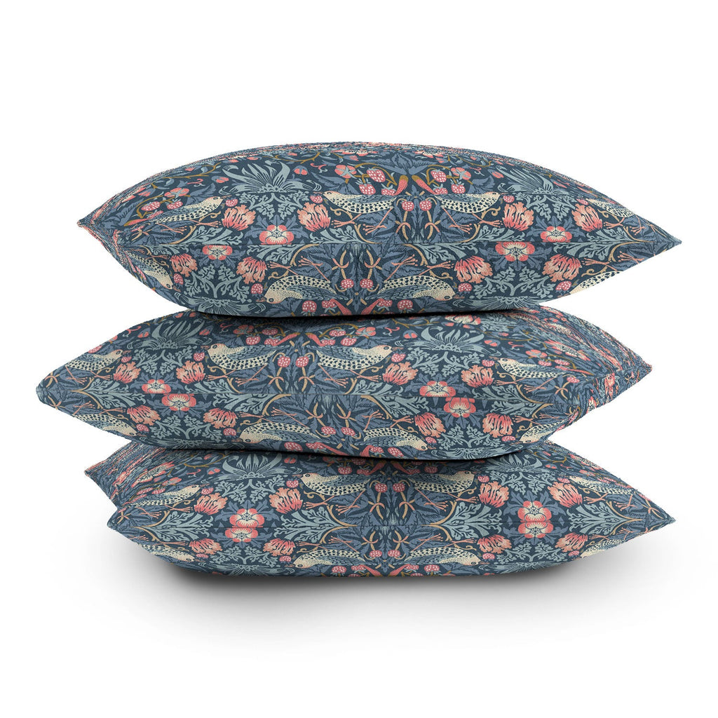 DENY Designs Strawberry Thief Navy Pink Throw Pillow