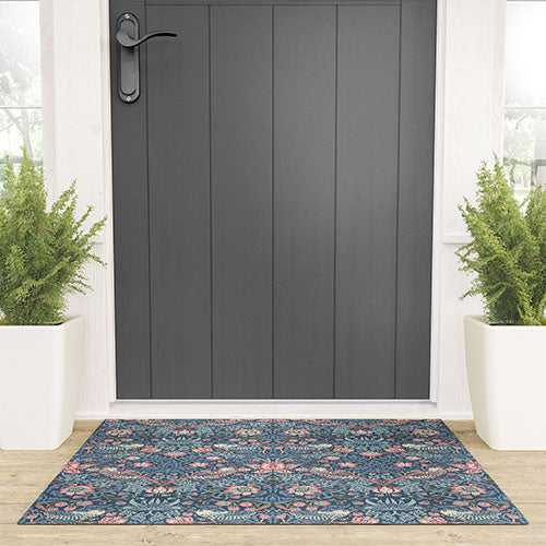 DENY Designs Strawberry Thief Navy Pink Welcome Mat