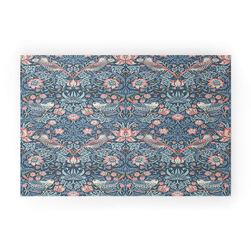 DENY Designs Strawberry Thief Navy Pink Welcome Mat