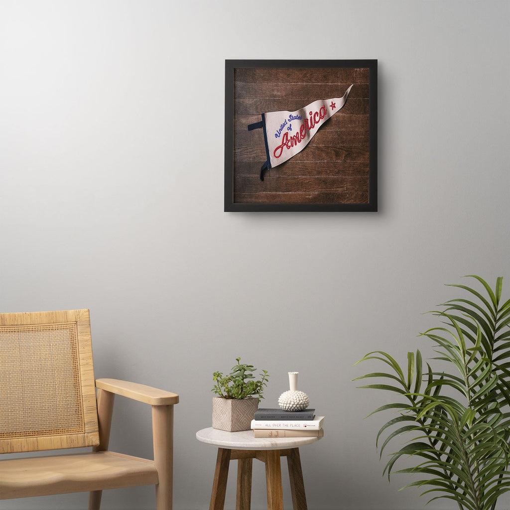 DENY Designs USA Stitched Pennant Framed Wall Art