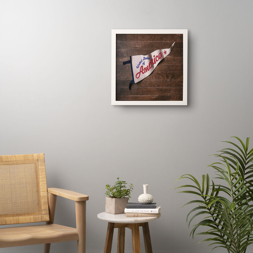 DENY Designs USA Stitched Pennant Framed Wall Art