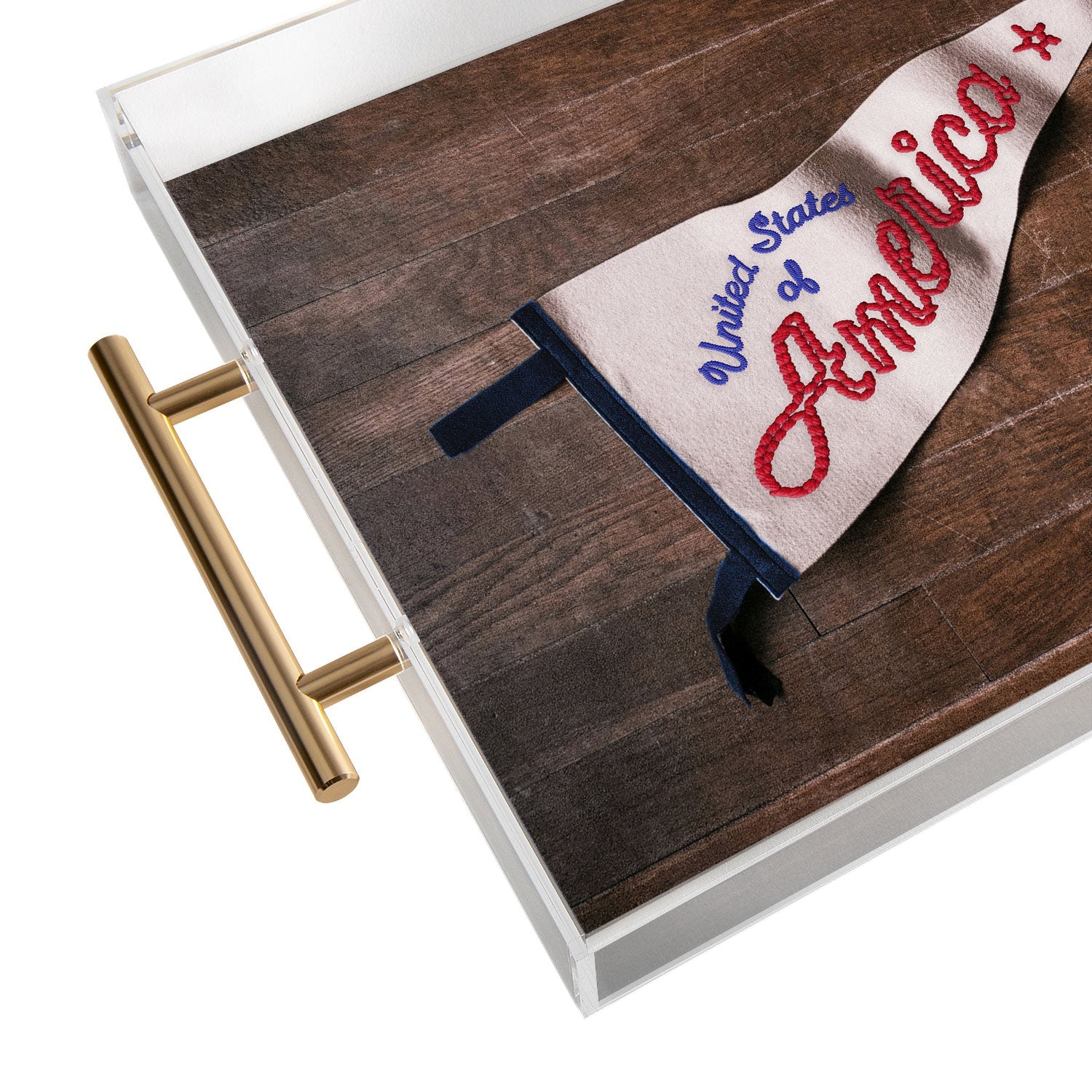 DENY Designs USA Stitched Pennant Acrylic Tray