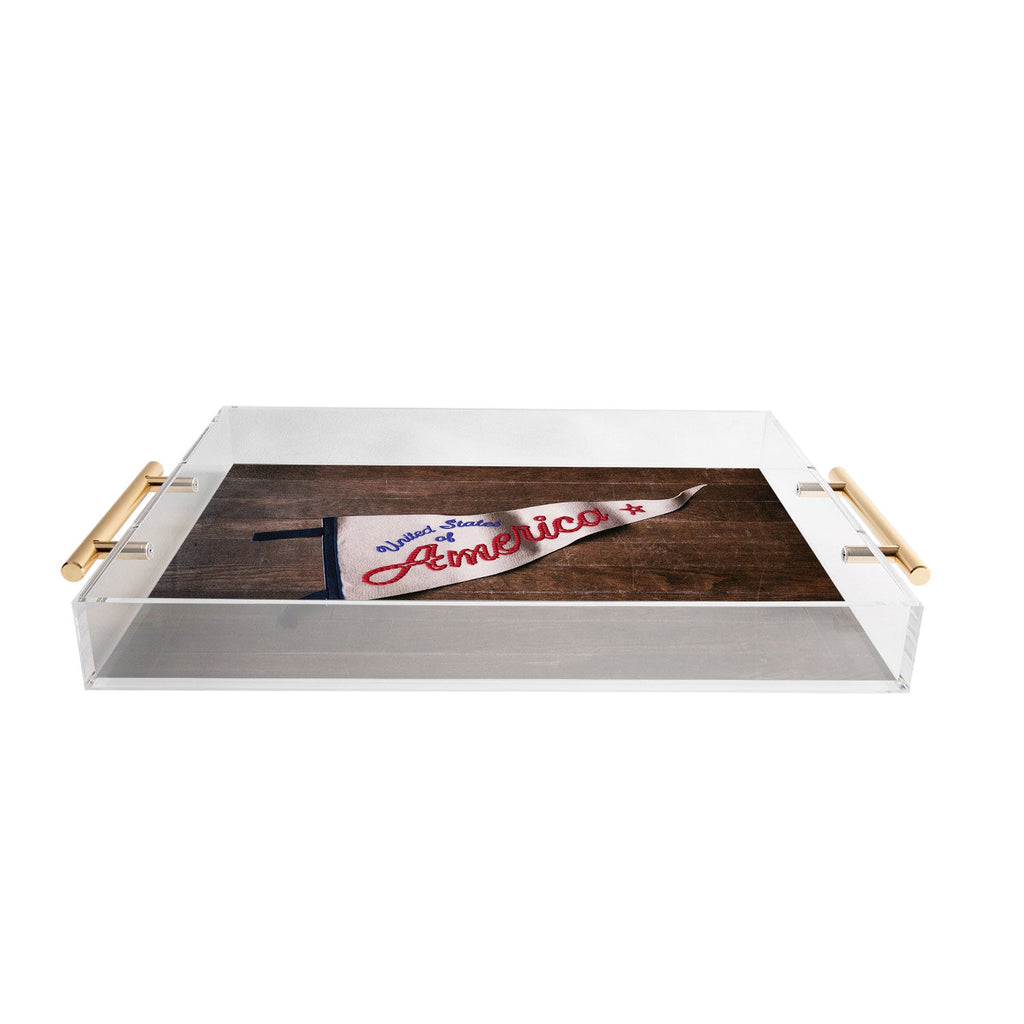 DENY Designs USA Stitched Pennant Acrylic Tray